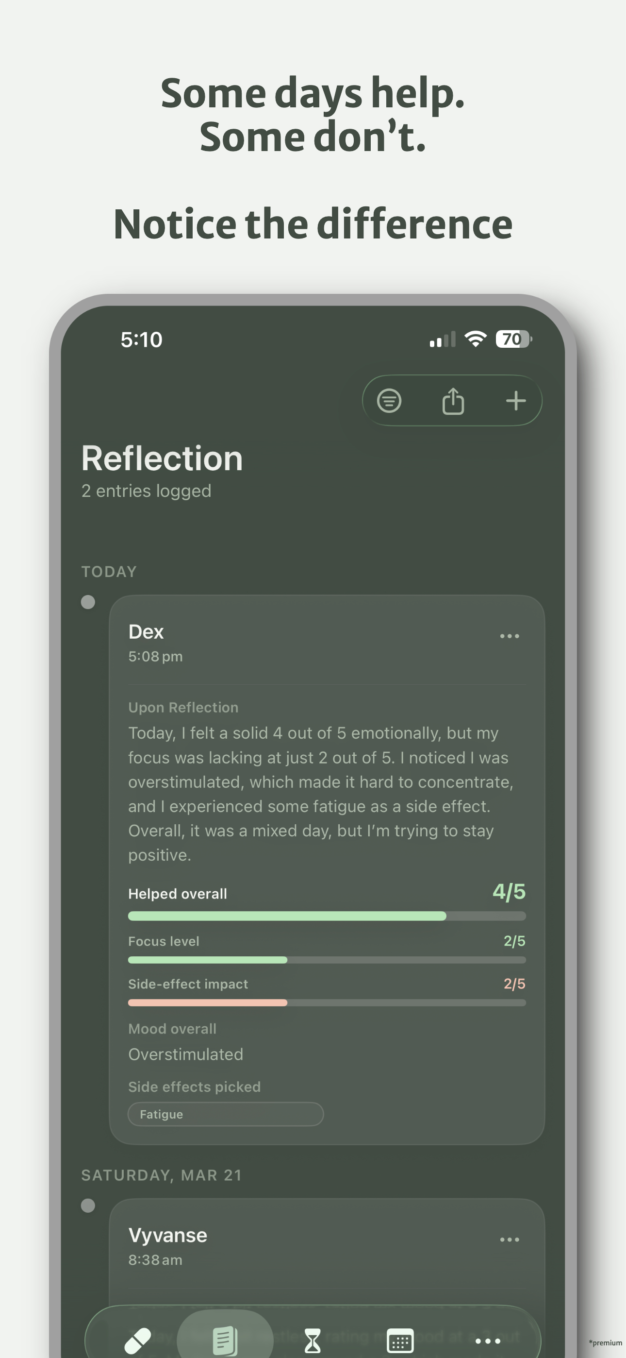 Pillr dose logging screen