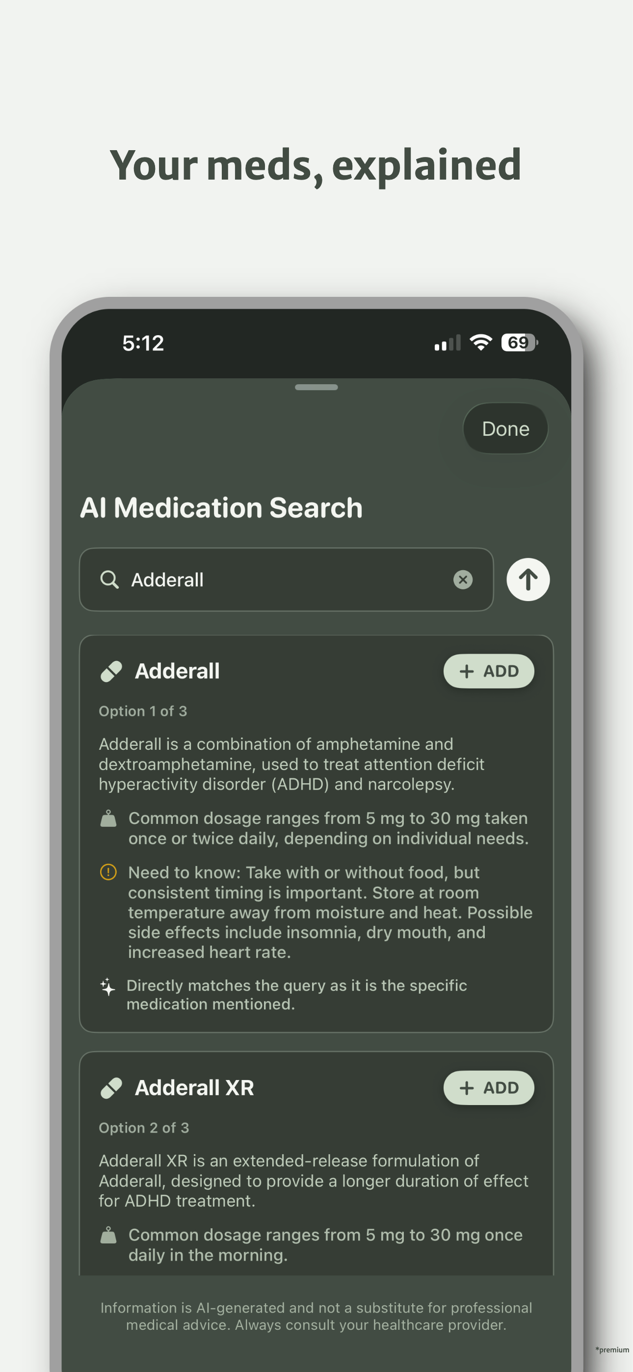 Pillr history screen showing past medication entries